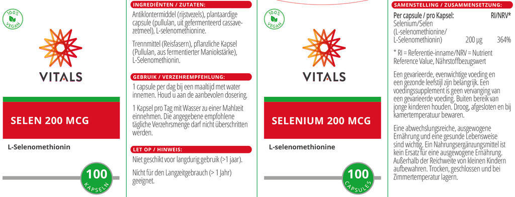 Vitals Selenium Capsules 200 mcg – 100 stuks | Weerstand