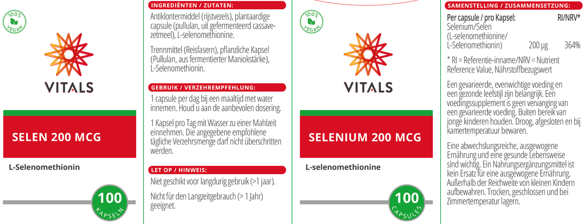 Vitals Selenium Capsules 200 mcg – 100 stuks | Weerstand