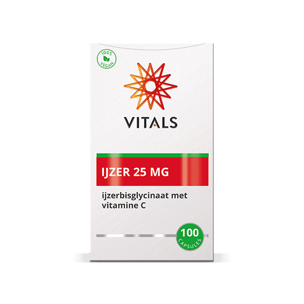 Vitals IJzer 25 mg met Vitamine C Capsules – 100 stuks | Weerstand