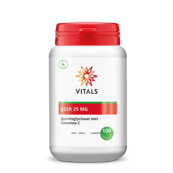 Vitals IJzer 25 mg met Vitamine C Capsules – 100 stuks | Weerstand