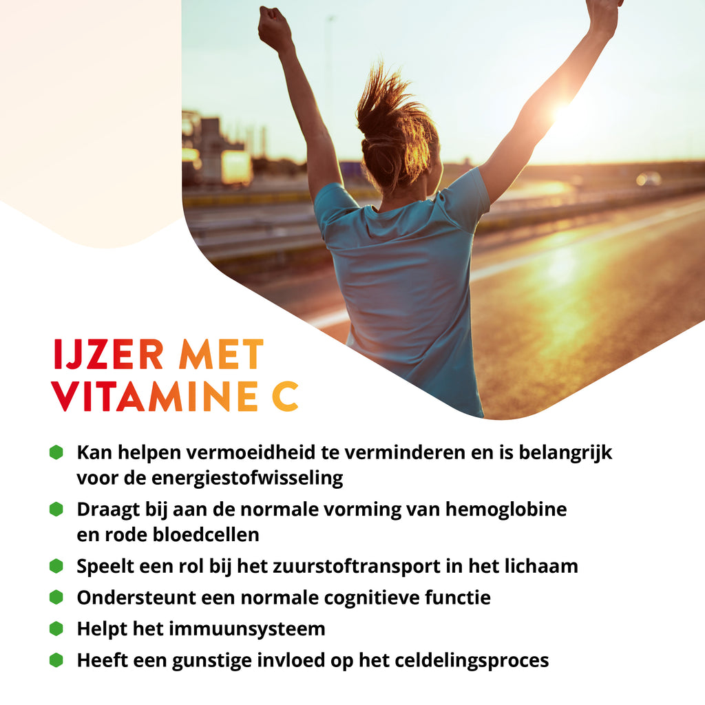 Vitals IJzer 25 mg met Vitamine C Capsules – 100 stuks | Weerstand