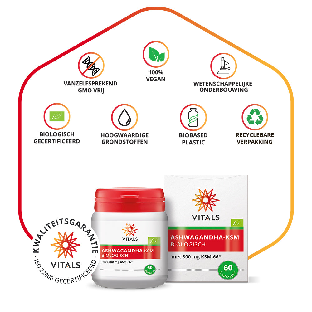 Vitals Ashwagandha-KSM Biologisch Capsules – 60 stuks | Stress