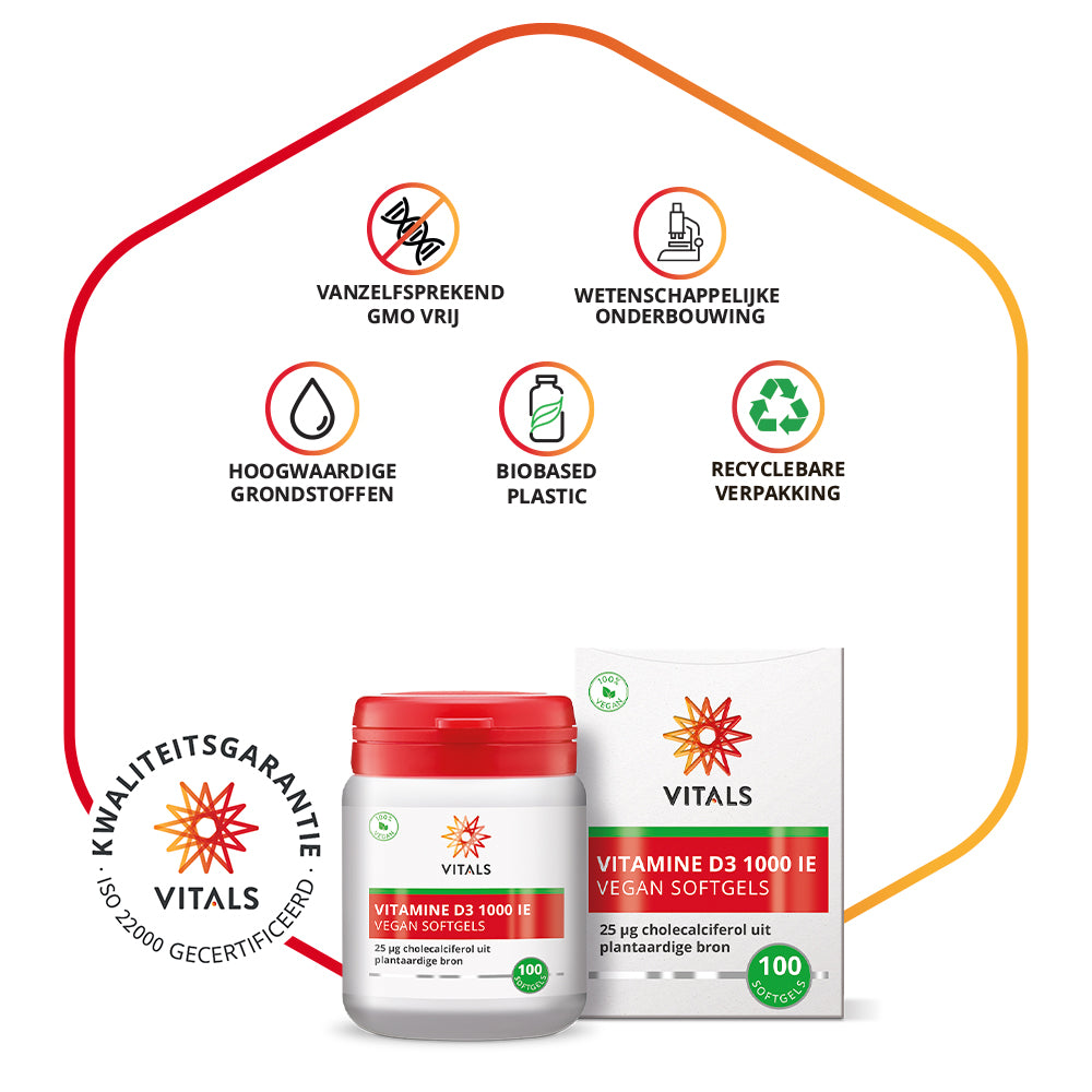 Vitals Vitamine D3 Softgels 1000 IE – 100 stuks | Weerstand