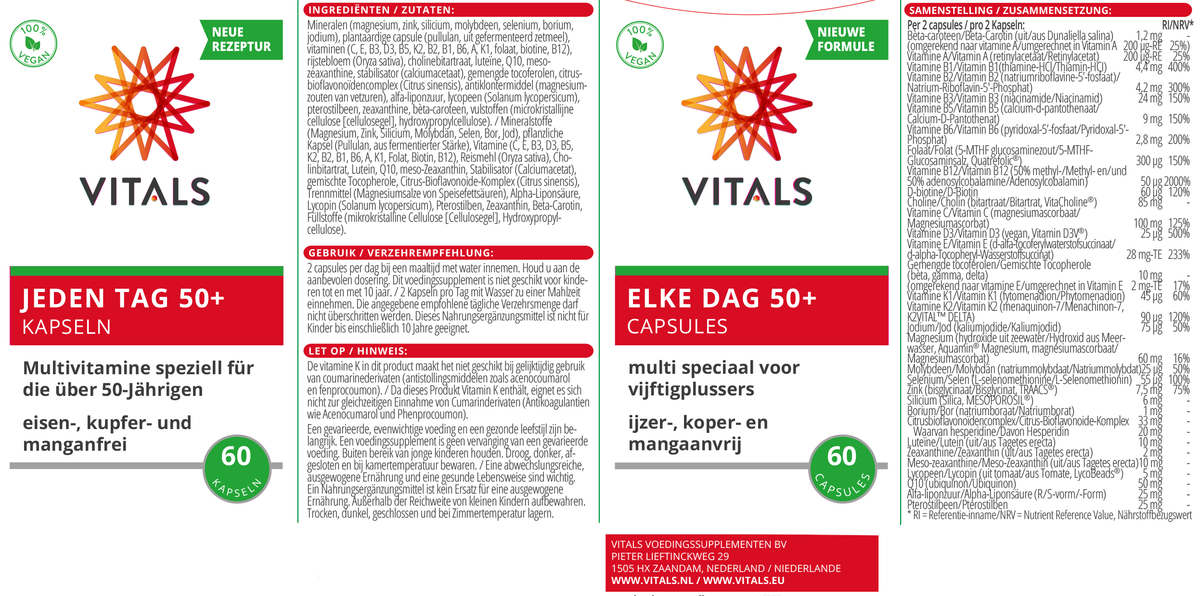 Vitals Elke Dag 50+ Capsules – 60 stuks | Multi-vitamine