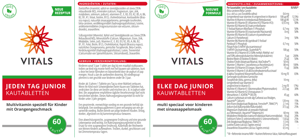 Vitals Elke Dag Junior 60 kauwtabletten