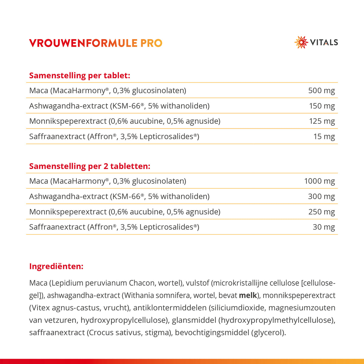 Vitals Vrouwenformule Pro 60 tabletten