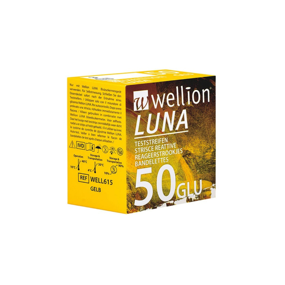 Wellion Luna Glucose Teststrips 50 stuks – Betrouwbare en Nauwkeurige Bloedsuikermeting
