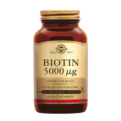 Solgar Biotin 5000 µg – Versterk Haar en Huid op Natuurlijke Wijze - 100st