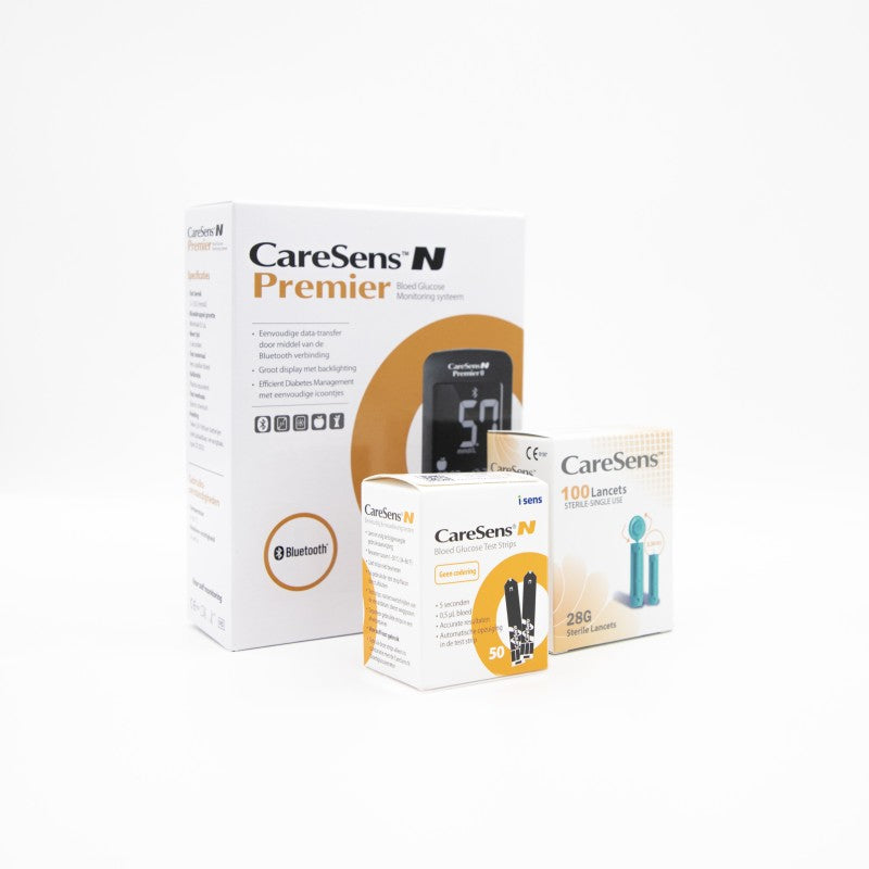 CareSens N Premier Glucosemeter Voordeelpakket (60x teststrips + 110x lancetten) – Complete Oplossing voor Betrouwbare en Efficiënte Glucosemetingen