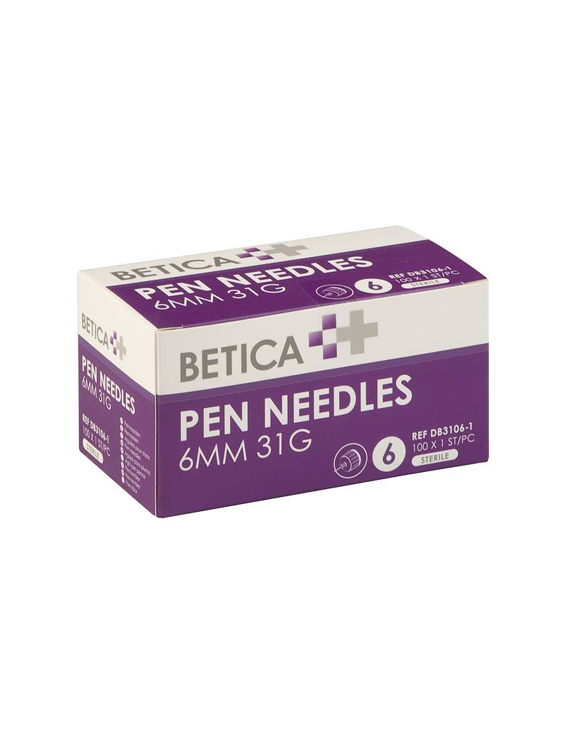 Betica Pennaalden 6mm x 31G 100 stuks – Comfortabele en Efficiënte Insuline-Injecties