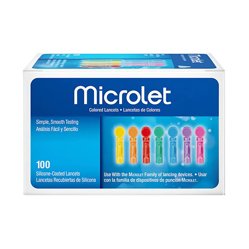 Microlet Gekleurde Lancetten – Comfortabele en Betrouwbare Lancetten voor Bloedcontrole - 100 stuks