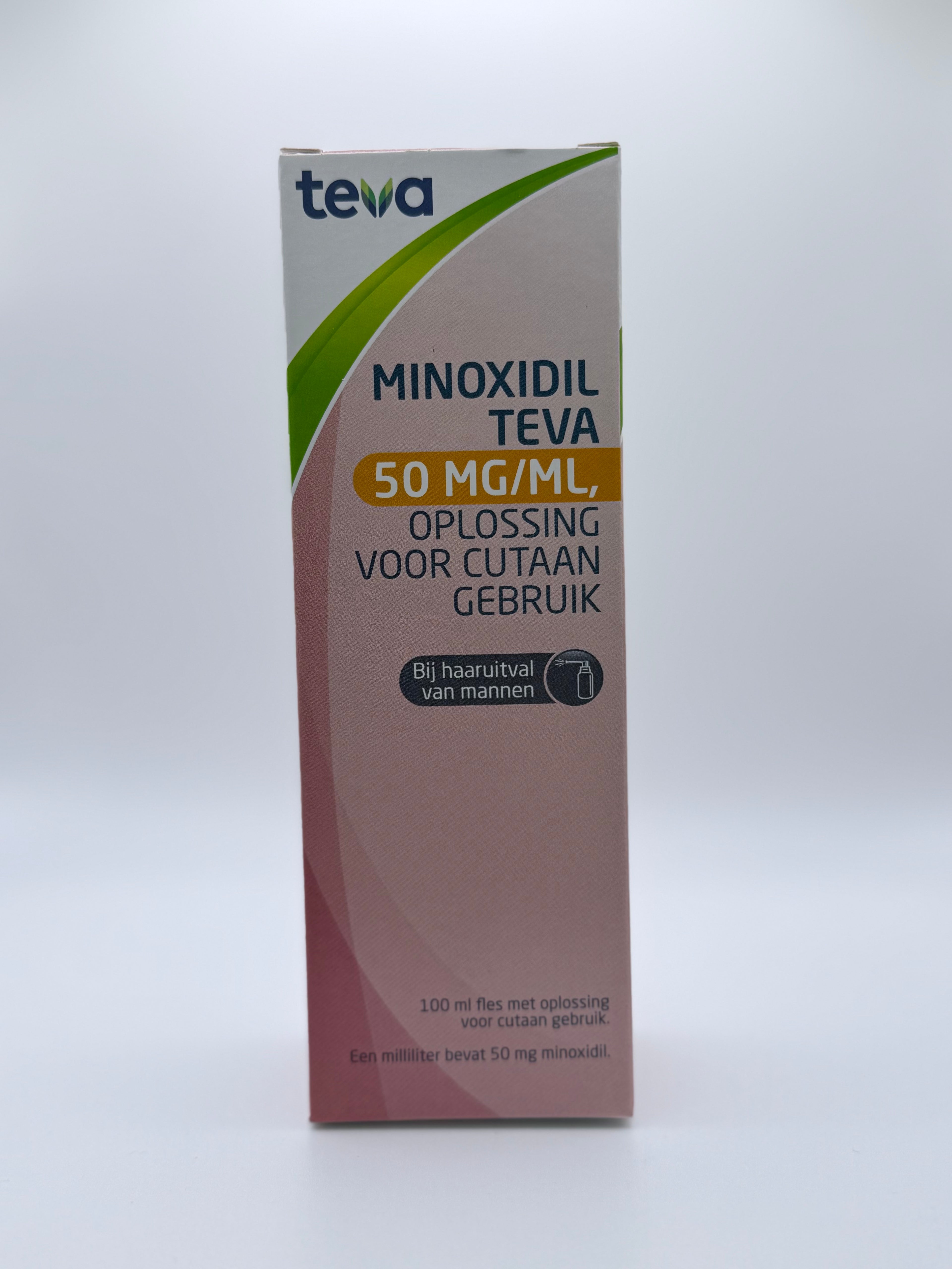 Minoxidil Teva 50mg/ml – 100ml haargroeimiddel voor mannen met erfelijke haaruitval (5% oplossing)