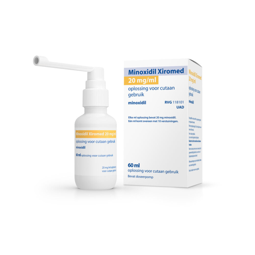 Minoxidil Xiromed 20mg/ml – 60ml haargroeimiddel bij beginnende haaruitval voor mannen en vrouwen