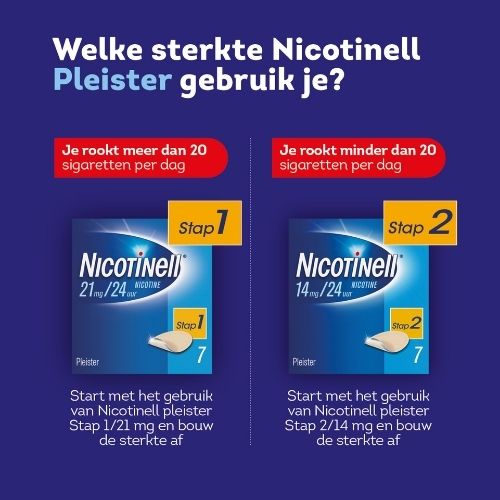Nicotinell Nicotinepleisters 7mg/24u – Stap 3 | Stoppen met roken met 24-uurs werking - 14 pleisters