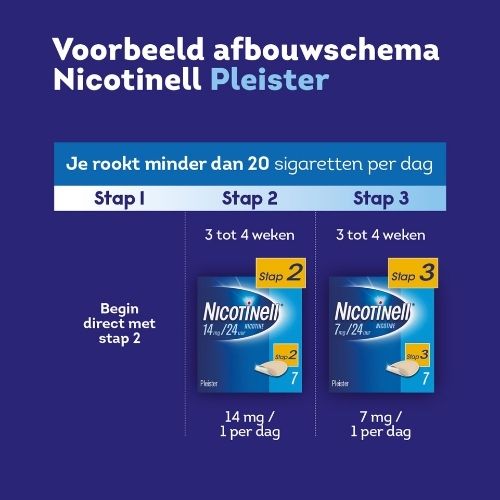 Nicotinell Nicotinepleisters 7mg/24u – Stap 3 | Stoppen met roken met 24-uurs werking - 7 pleisters