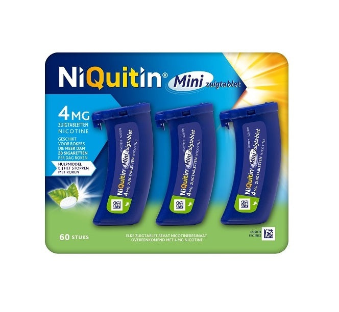 NiQuitin Mini Zuigtabletten 4mg – 60 stuks | Nicotinevervanger bij stoppen met roken