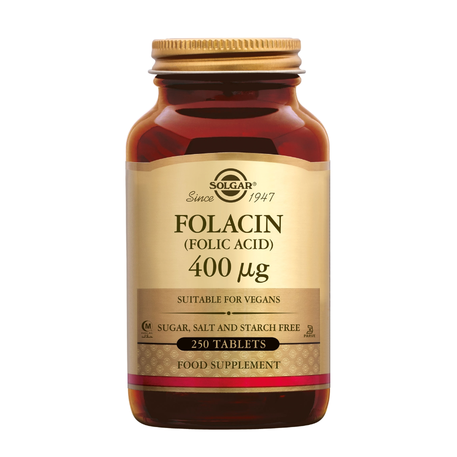 Solgar Foliumzuur Folacin 400 µg – Ondersteunt Gezonde Bloedopbouw en Zenuwstelselontwikkeling - 250 stuks