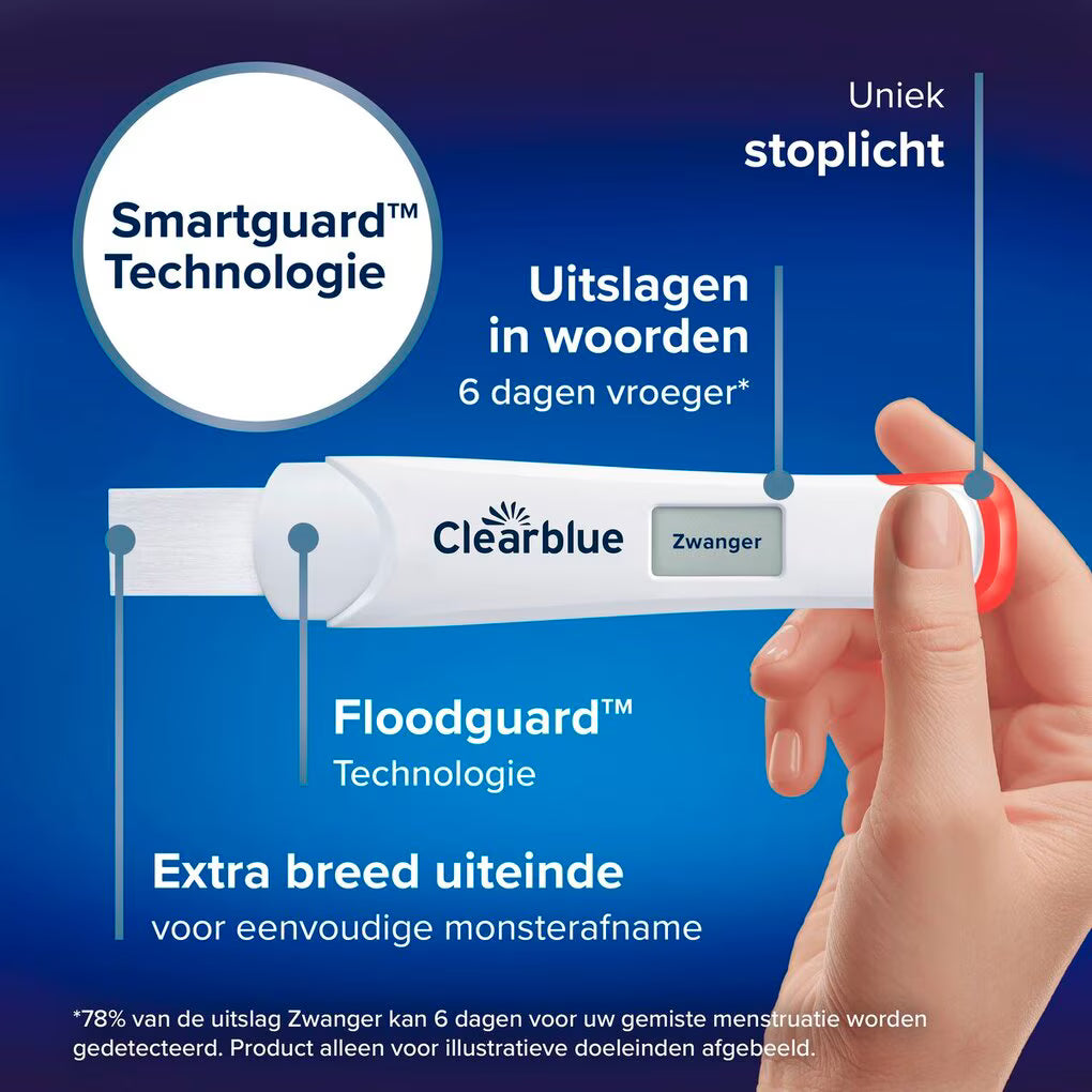 Clearblue Ultravroeg Digitale Zwangerschapstest 1 stuk – Tot 6 dagen eerder testen