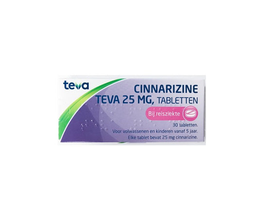 Cinnarizine 25mg - Reisziekte tablet - Werkzaam bestanddeel in Primatour - 10 tabletten