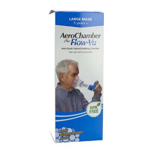 AeroChamber Flow-Vu Groot Masker voor Volwassenen – Comfort en Betrouwbare Inhalatieondersteuning