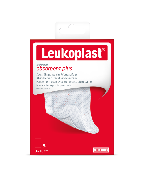 Leukomed Absorbent Plus 5 stuks – Steriel, absorberend wondverband voor post-operatieve zorg - 5cmx7,2cm
