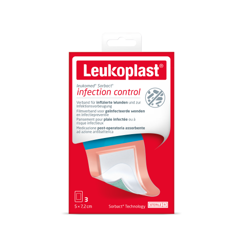 Leukomed Sorbact 3 stuks – Geavanceerd wondverband voor infectiecontrole en veilige genezing - 5cmx7,2cm