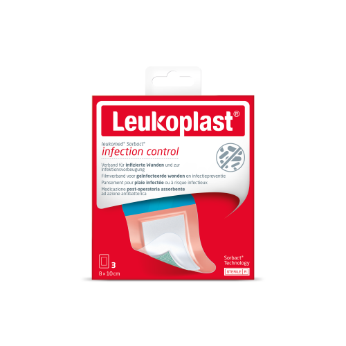 Leukomed Sorbact 3 stuks – Geavanceerd wondverband voor infectiecontrole en veilige genezing - 8cmx10cm
