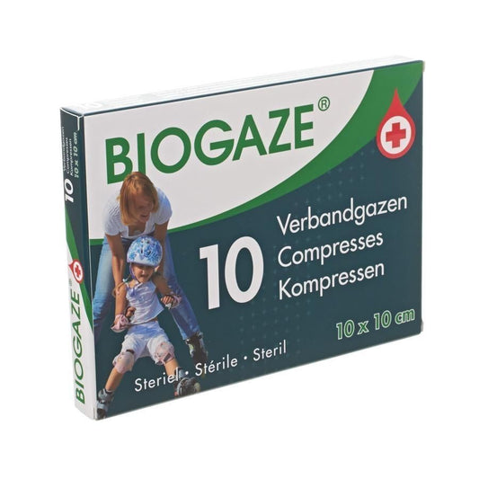 Biogaze steriele verbandgazen 10x10cm 10 stuks