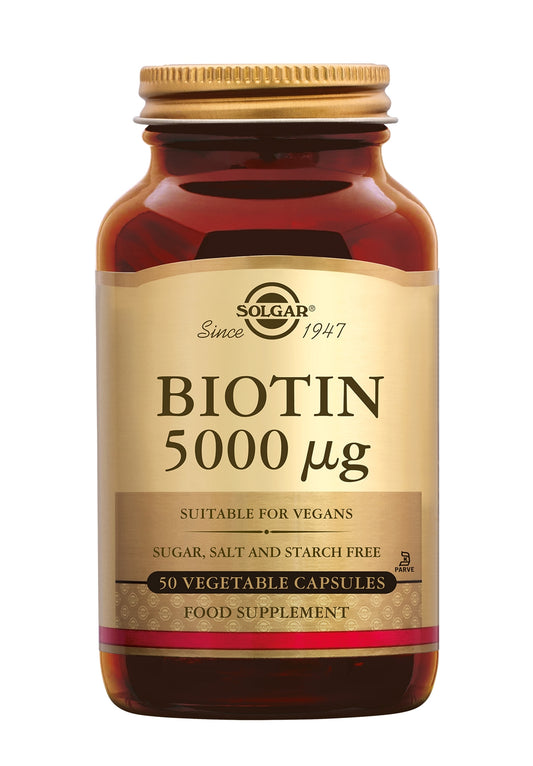 Solgar Biotin 5000 µg – Versterk Haar en Huid op Natuurlijke Wijze