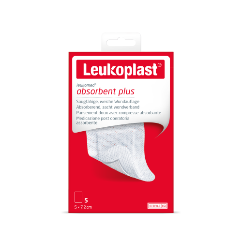 Leukomed Absorbent Plus 5 stuks – Steriel, absorberend wondverband voor post-operatieve zorg - 5cmx7,2cm