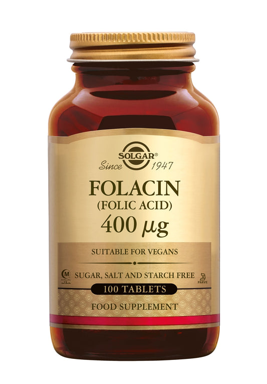 Solgar Foliumzuur Folacin 400 µg – Ondersteunt Gezonde Bloedopbouw en Zenuwstelselontwikkeling