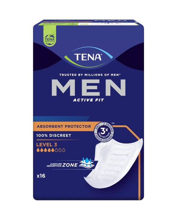 TENA Men Active Fit Level 3 – Maximale Bescherming tegen Zwaar Urineverlies
